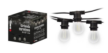 GIRLANDA OGRODOWA LED 11m+ 10X ŻARÓWKA FILAMENT 0,5W E27 2700K
