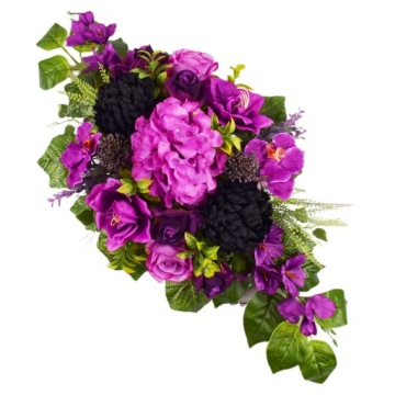 Композиция для украшения могилы + букет кладбищенских хризантем