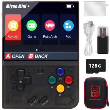 PRZENOŚNA KONSOLA RETRO DO GIER MIYOO MINI PLUS NA 15000 GIER+KARTĄ 128G TF