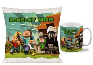 ZESTAW KUBEK + PODUSZKA MineCraft + IMIĘ 40 W