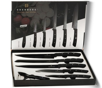 СОВРЕМЕННЫЙ НАБОР КУХОННЫХ НОЖЕЙ 3+1 EDENBERG, ЧЕРНЫЙ EDENBERG 9814