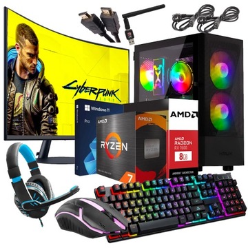 ZESTAW GAMINGOWY PC AMD RYZEN 7|RX 7600|1TB nVME|32GB RAM|MONITOR|WINDOWS