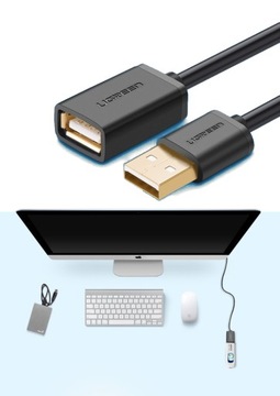 Kabel USB 2.0 przedłużający UGREEN US103 2m czarny