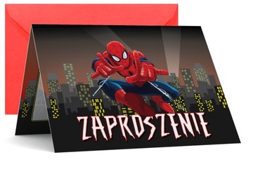 ZAPROSZENIE URODZINOWE SPIDERMAN ZAPROSZENIA + KOPERTA