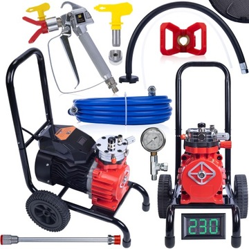 PROFESJONALNY AGREGAT MALARSKI 18L/MIN 3500W LCD PISTOLET LANCA DYSZA KIT