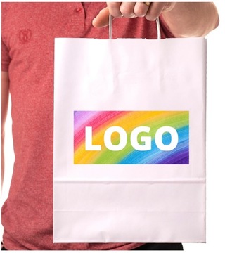 TORBY z WŁASNYM NADRUKIEM KOLOR LOGO a4 BIAŁE 25x