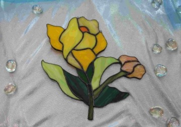 Цветочный витраж подарок на день матери, желтая бабушка