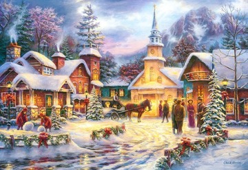Puzzle 1500 Miasteczko Zima Kościół - Castor 9+