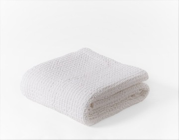 Narzuta na łóżko bawełniana, pled 160x220 VitalHome biała C27919