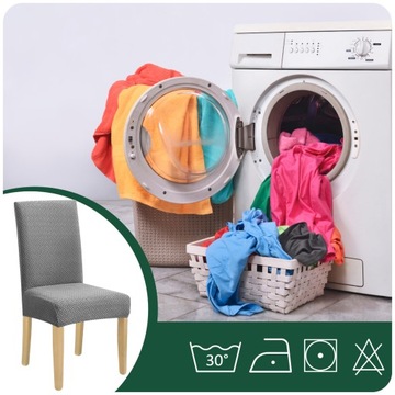 НАБОР ИЗ 6 ШТ. ЧЕХОЛЫ ДЛЯ СТУЛА СЕРЫЙ ЭЛАСТИЧНЫЙ ПЛОТНЫЙ ЖАККАРД