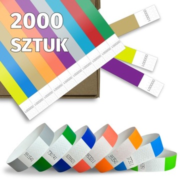 OPASKI NA RĘKĘ NADGARSTEK TYVEK KOLOROWE IMPREZA EVENT 2000 SZTUK