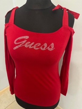 Guess sexi markowa damska bluzka r. M/L czerwona, cyrkonie, extra stan