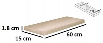 НАСТЕННАЯ ПОЛКА ПОДВЕСНАЯ ДУБ СОНОМА 60 СМ УСТАНОВКА ПОЛКИ