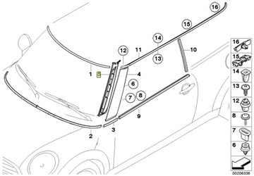 OE MINI ПЕННАЯ ПРОКЛАДКА ПРАВАЯ СТОЙКА A MINI COOPER R55 R56 51337146096