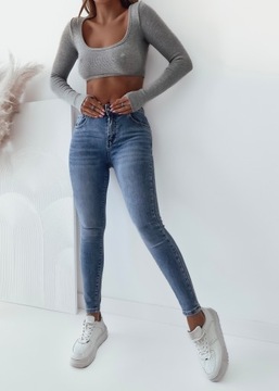 Jeansy spodnie damskie M Sara modelujące niebieskie S/M 28 rozmiary -4