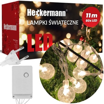 LAMPKI ŚWIĄTECZNE NA DOM OKNO BALKON 60 LED 11m