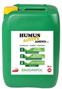 HUMUS ACTIVE AMINO 20L KWASY HUMUSOWE CHELATY AMINOKWASY STYMULATOR WZROSTU