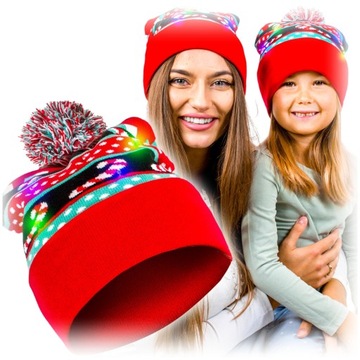 ЗИМНЯЯ ШАПКА С ПОМПОНОМ КРАСНАЯ ЖЕНСКАЯ МУЖСКАЯ ШАПКА FUNNY BOYS'