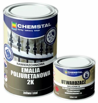 CHEMSTAL EMALIA POLIURETANOWA DO METALU CZARNA 1,2L dwuskładnikowa mocna