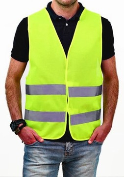 KAMIZELKA ODBLASKOWA OSTRZEGAWCZA DROGOWA ŻÓŁTA BHP UNIWERSALNA ROBOCZA
