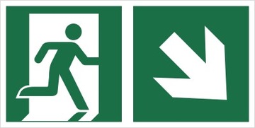 Znak wyjście ewakuacyjne strzałka w prawo dół PCV 15x30 fotoluminescencyjna