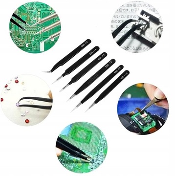 10 прецизионных пинцетов, металлические пинцеты, пинцеты для бровей ESD + щипцы для платонов