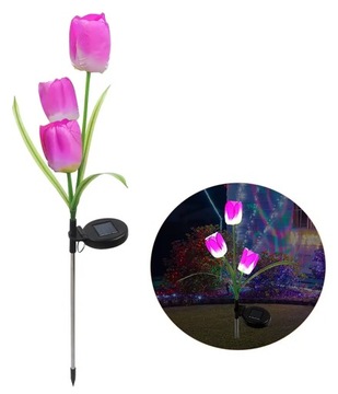 LAMPKI OGRODOWE SOLARNE Tulipan 4 kolory 3 kwiaty
