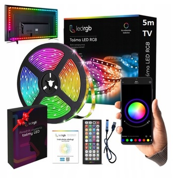 TAŚMA LED 5M RGB USB 5050 do TV Ledy PILOT APLIKACJA ZESTAW PAMIĘC KOLORU