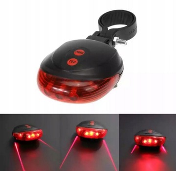 LAMPKA ROWEROWA LASEROWA 5 LED LASER NA TYŁ