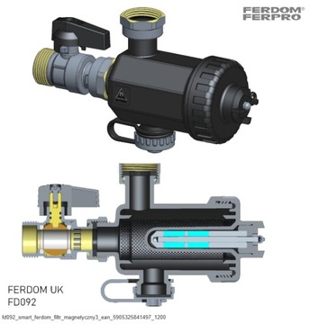 FERDOM FD092 Filtr 3/4” Magnetyczny-Separator do CO. Do kotła ściennego