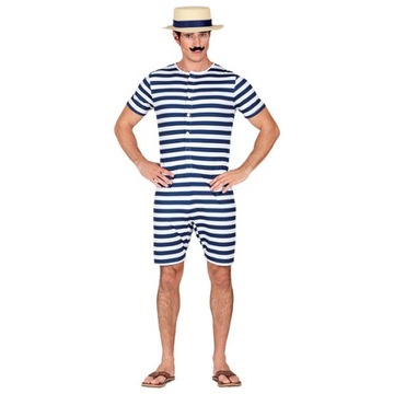 STRÓJ MĘSKI KĄPIELOWY PLAŻOWY RETRO PASKI M