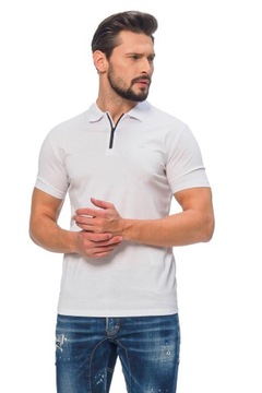 EMPORIO ARMANI - biała koszulka polo na zamek r XL