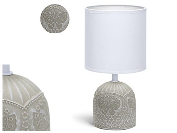 Lampka Nocna Stołowa z Abażurem Szara Ceramiczna
