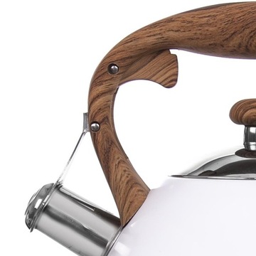 Белый стальной чайник со свистком, 3,5 л.