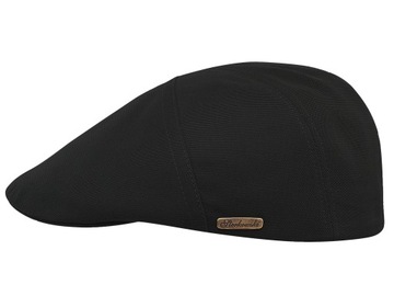 KASZKIET CZAPKA Z BAWEŁNY STYLOWA ELEGANCKA CZARNA MĘSKA KOMFORTOWY 57 CM