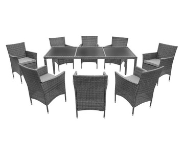 САДОВАЯ МЕБЕЛЬ ГАВАЙСКИЙ СТОЛ + СТЕКЛЯННАЯ СТОЛЕШНЯ НА 8 ЧЕЛОВЕК