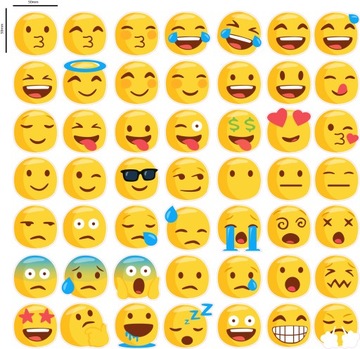 Naklejki emotikony EMOJI buźki DUŻE 5cm 49szt