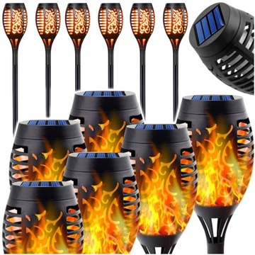 LAMPA SOLARNA OGRODOWA POCHODNIA Płomień LED ZESTAW 6 sztuk