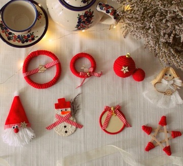 CHOINKA DREWNIANA 220CM NA ŚCIANĘ Z OZDOBAMI 40SZT