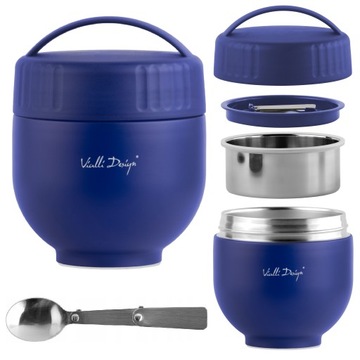 TERMOS OBIADOWY TERMICZNY Z POJEMNIKIEM ŁYŻKĄ ZUPĘ FUORI GRANATOWY 680 ml