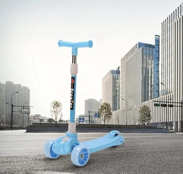 HULAJNOGA 3 KOŁOWA NIEBIESKA ŚWIECĄCE KOŁA LED regulowana i składana