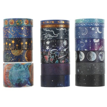 19 ROLEK DEKORACYJNEJ TAŚMY WASHI O TEMACIE UNIVERSE
