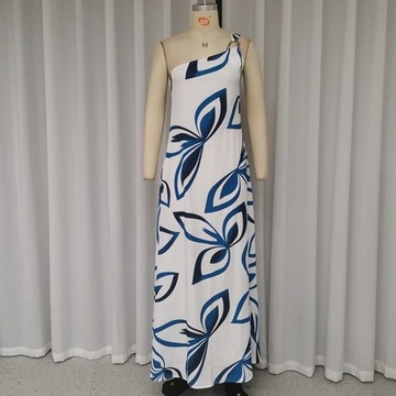 Ellafads Long Dress Women Casual Simple Printed On