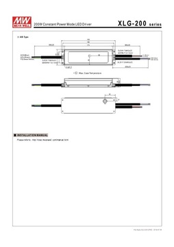 Блок питания для светодиодов Mean Well XLG-200-12-A, 12 В постоянного тока, 192 Вт