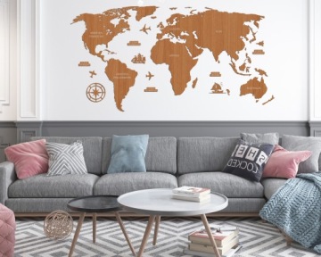 Деревянная карта мира декоративная подробная 3D модель