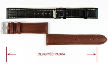 Hirsch Duke - czarny pasek skórzany do zegarka - wzór krokodyla - 22 mm