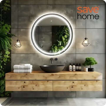 СВЕТОДИОДНОЕ ЗЕРКАЛО ДЛЯ ВАННОЙ 60 см, КРУГЛОЕ, С ПОДСВЕТКОЙ, В РАМКЕ-ЛОФТ, БЕЗ ПАРА