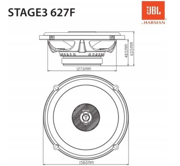 JBL STAGE3 627F GŁOŚNIKI 2-DROŻNE 165MM !promocja!