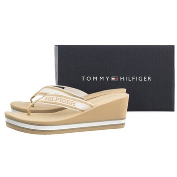 Buty Japonki na Koturnie Damskie Tommy Hilfiger Wedge Beach Beżowe