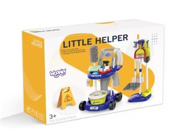 ZESTAW DO SPRZĄTANIA NA KÓŁKACH 3w1 XXL WÓZEK 26 el.NIEBIESKI WOOPIE